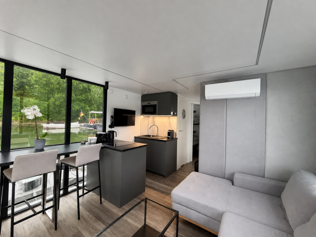 Open kitchen and living area