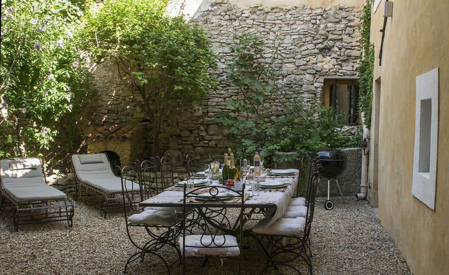 Seating in the courtyard