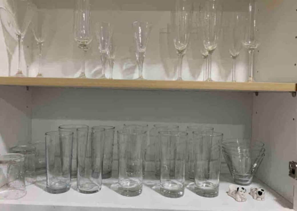 Dishes, plates, and glasses.