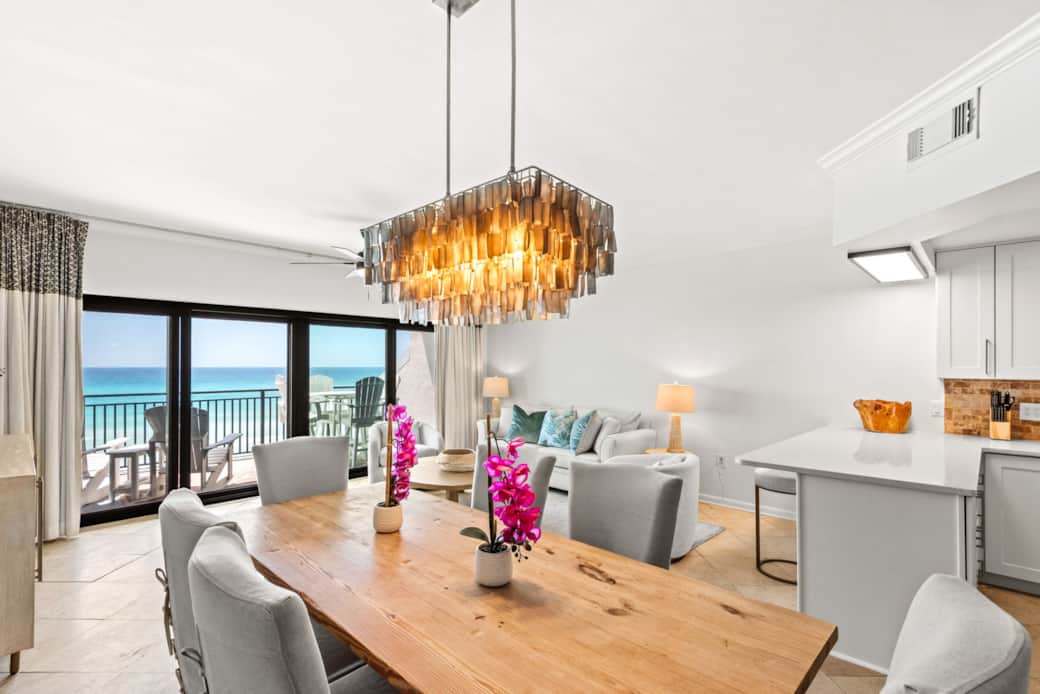 Gulf front open-concept living room