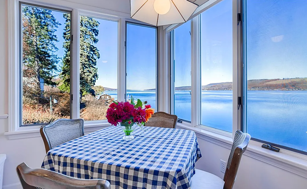 Our favorite place to have breakfast.  This kitchen nook looks out on Seneca Lake.