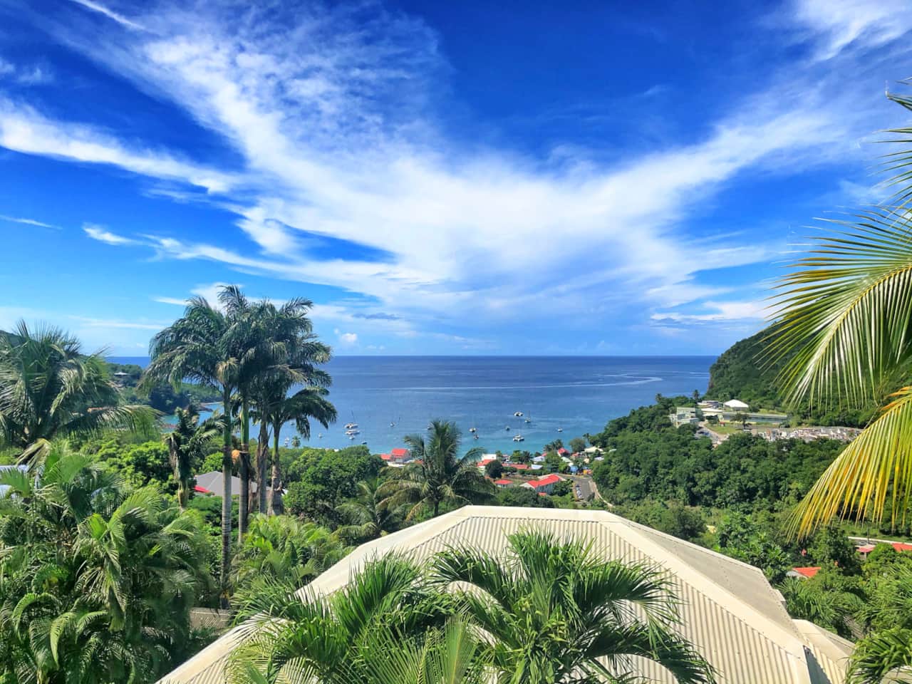 Vue mer depuis la terrasse de l'appartement Grande Anse à Deshaies