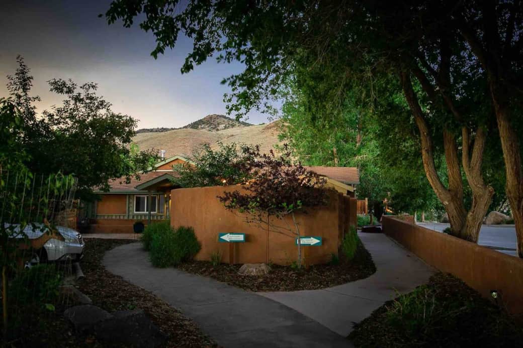 Front entrance. The Frontside Hacienda is on the left-hand side. Riverside Hacienda is on the right.