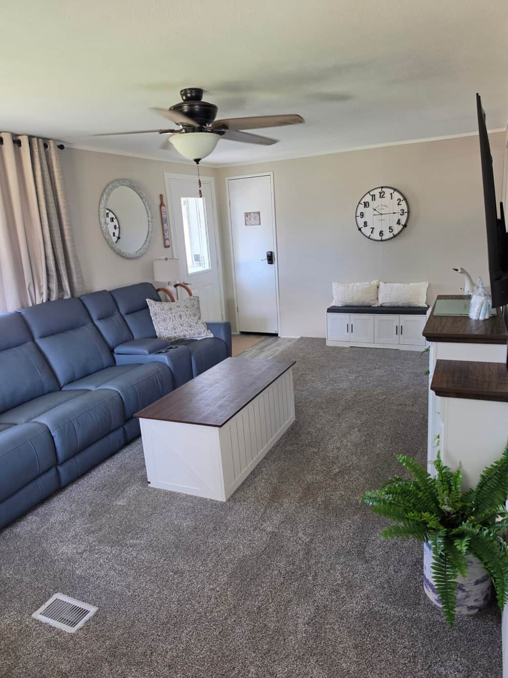 Oversized clock and bench