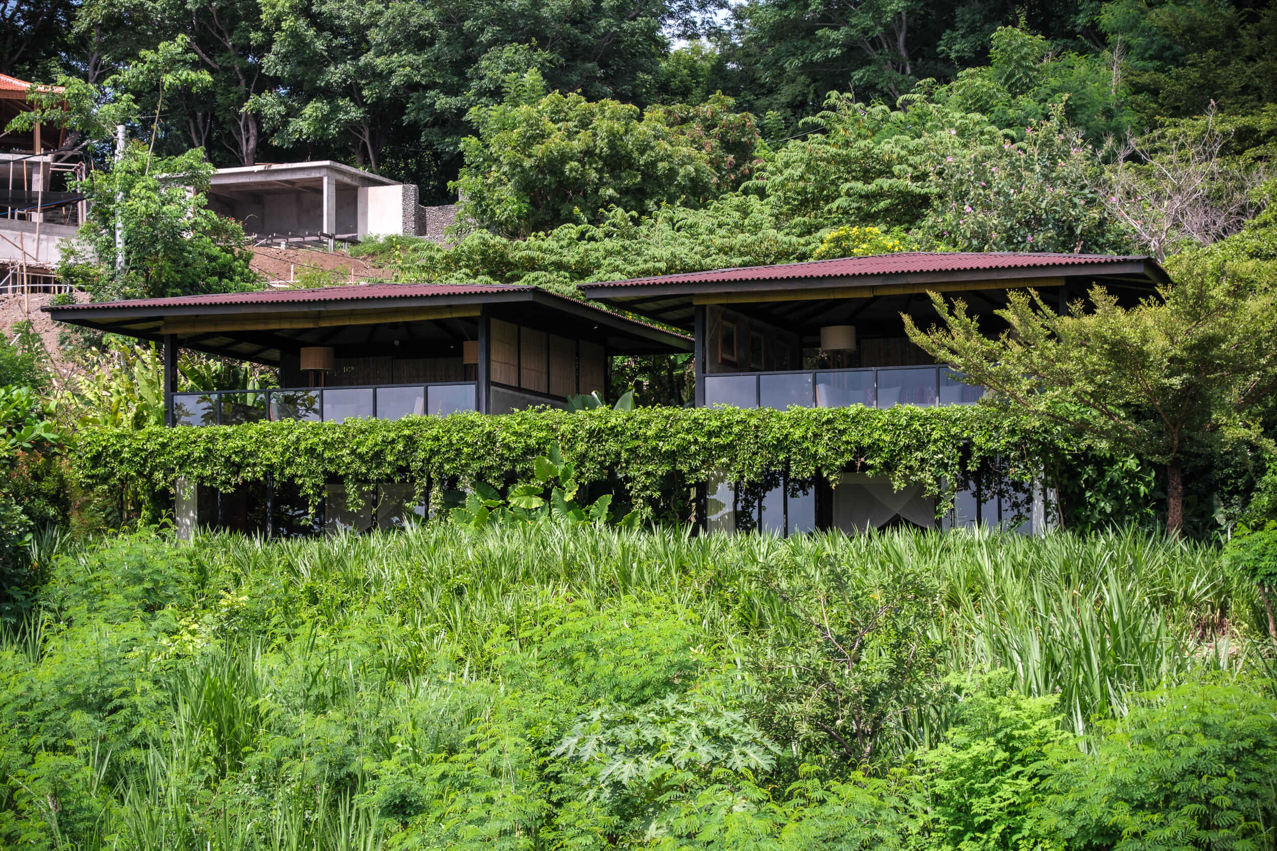 Exterior view of Villa Baja Barat with tropical landscaping and modern design