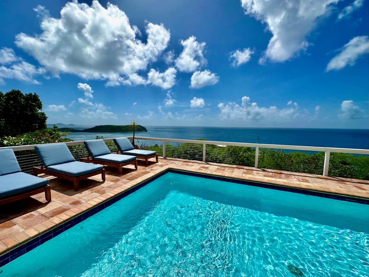 Pool views out to the Caribbean blue waters blue waters