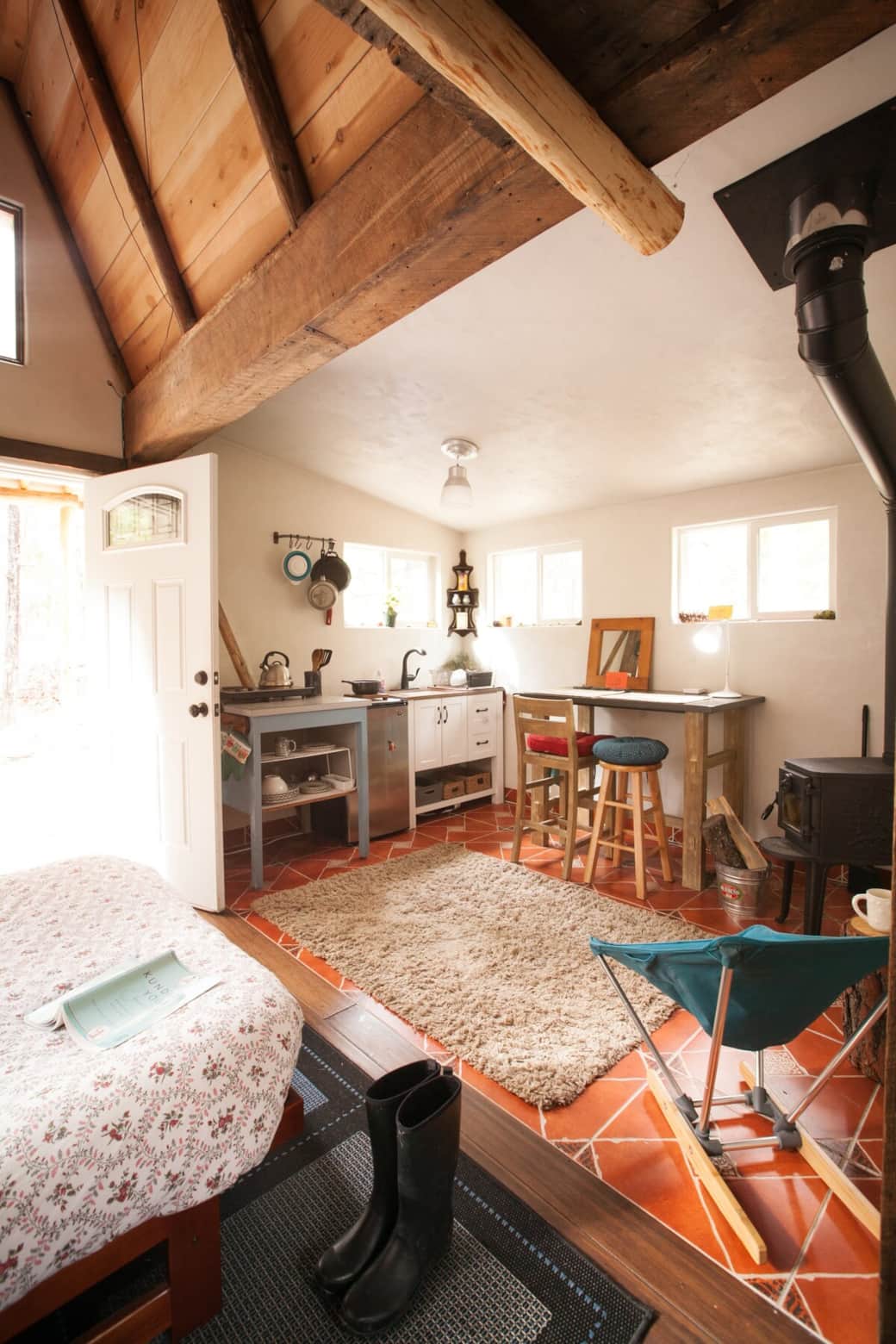 The kitchen is equipped with pots, pans and a two burner hot plate for cooking.  
