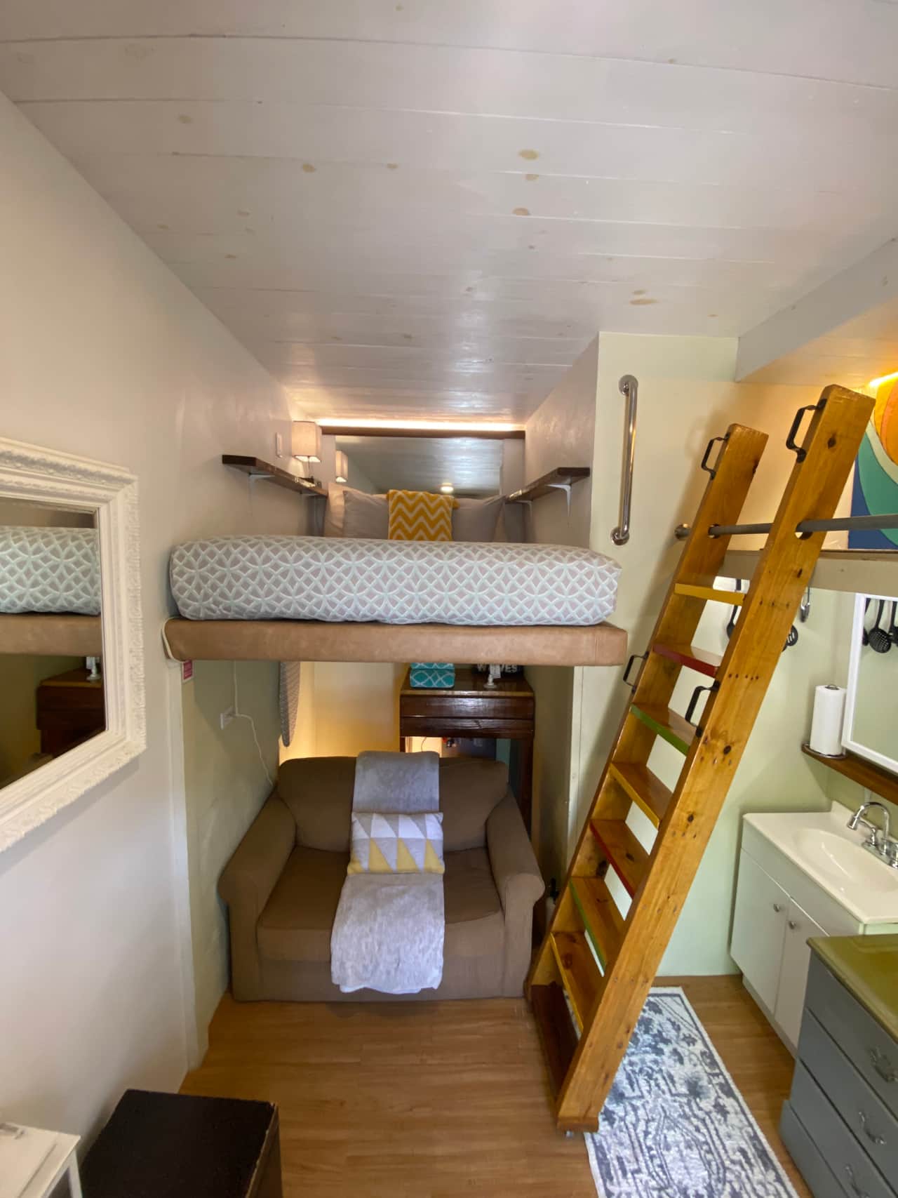 Loft bed and loveseat.
