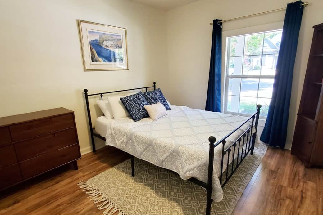 Guest Room 1 features a Queen bed, full closet and a 6 drawer dresser Guest Room 1 features a Queen bed, full closet and a 6 drawer dresser