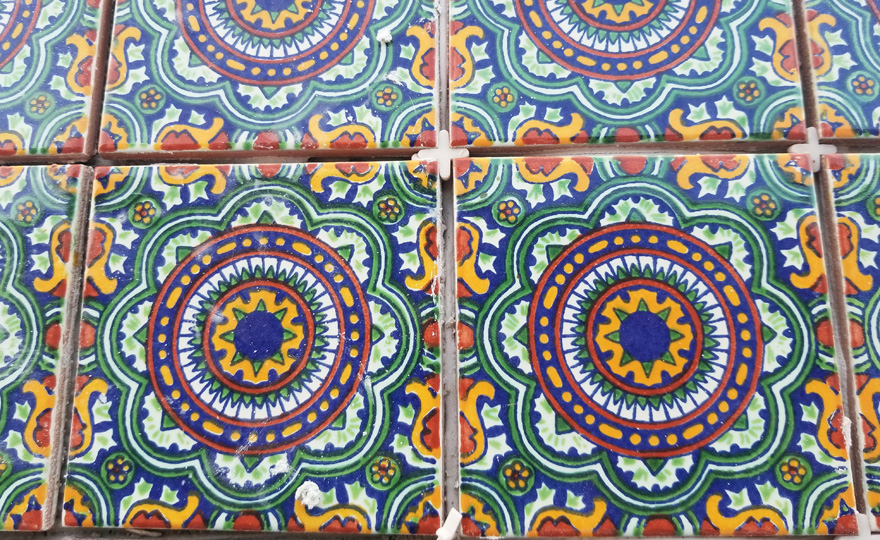 Mexican tile on the bar table
