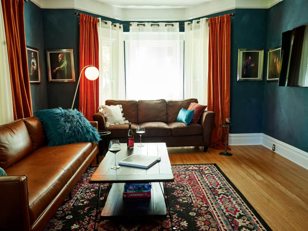 Living Room - stylish, comfortable, seating for 8 and a 65" Roku TV