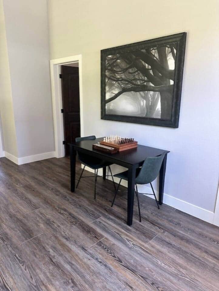 The loft is a great place to play games while enjoying the natural outdoor beauty.  
