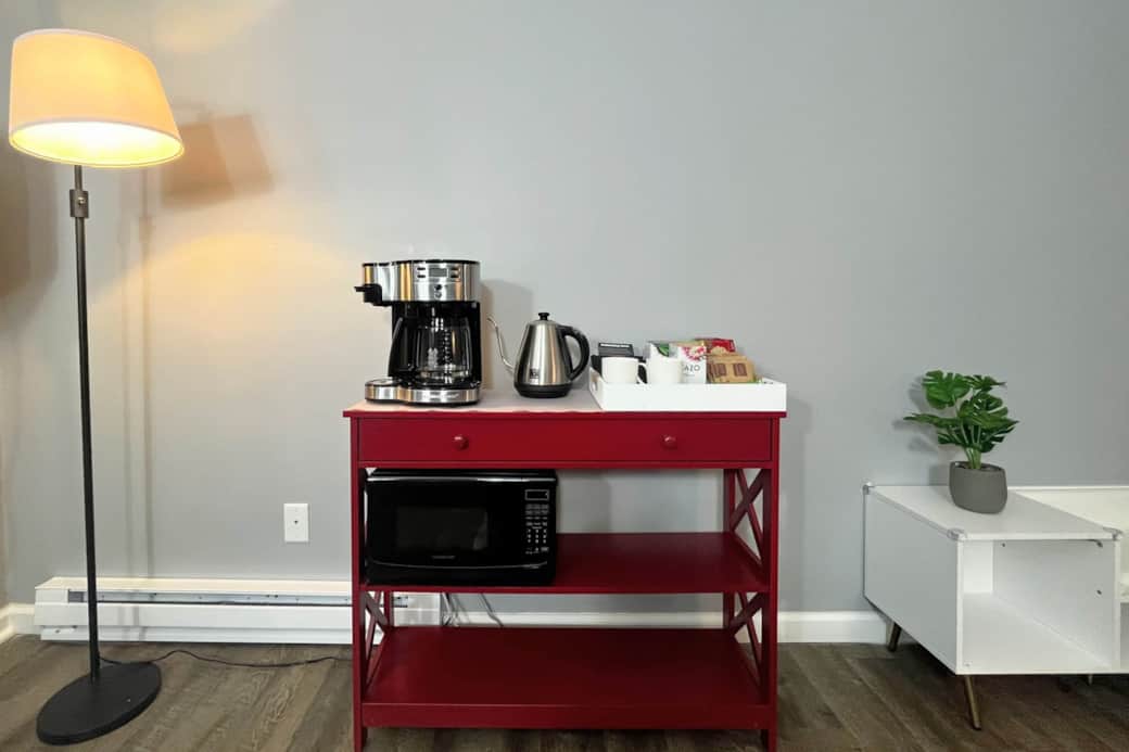 Coffee bar and microwave 