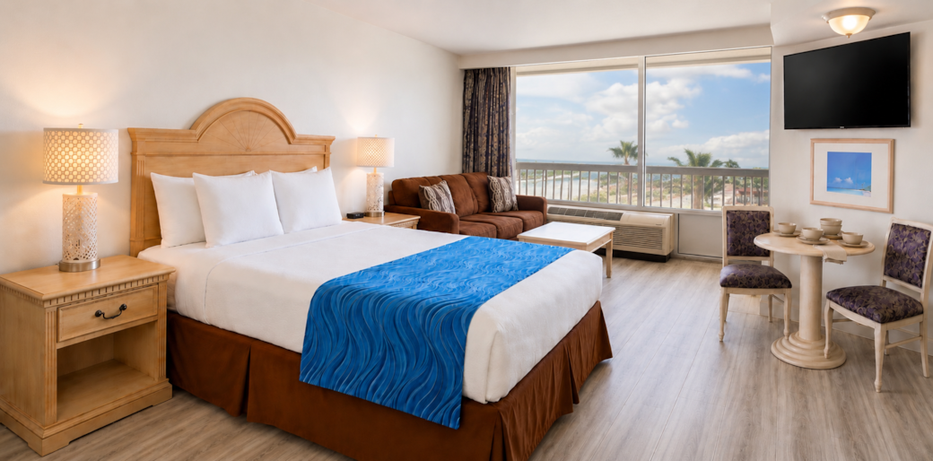 Oceanfront Daytona Studio living space with ocean view