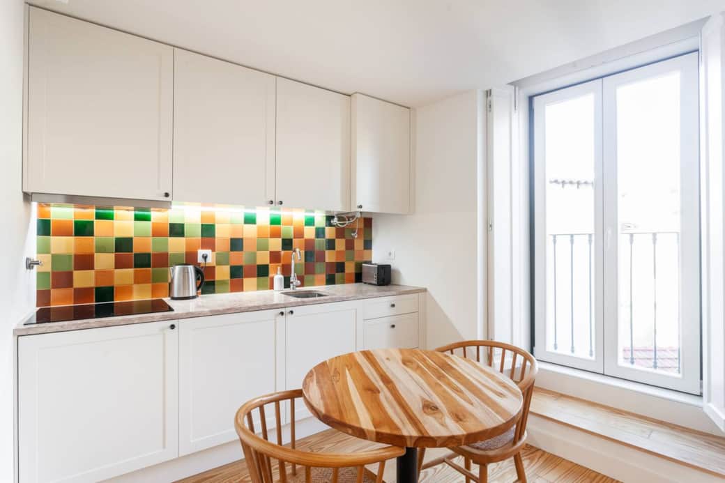 Full kitchen is fully equipped with all the basics to cook and eat comfortably; includes 4 hobs (hotplates), microwave, dishwasher, toaster, kettle, coffee machine, kitchenware and silverware + coffee, sugar, salt, oil, teabags and other basics.