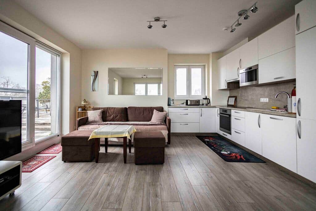Living room with kitchen