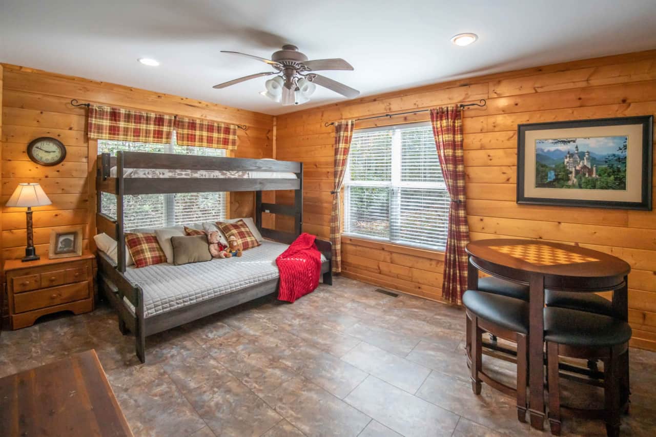 Bunkroom and playroom including gaming table and 55" Samsung Smart TV