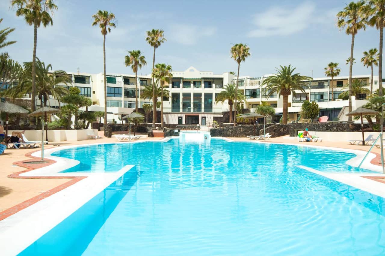Relaxation area by the pool at Playa Roca, Costa Teguise