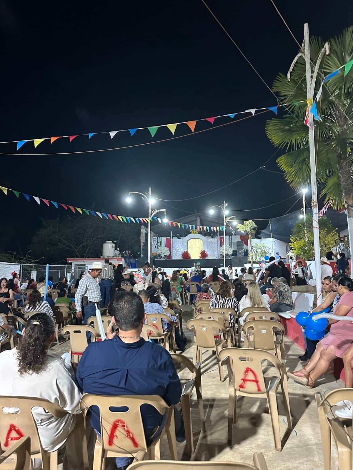 The plaza filling up before the dancing at La Fiesta de Altavista in Nayarit