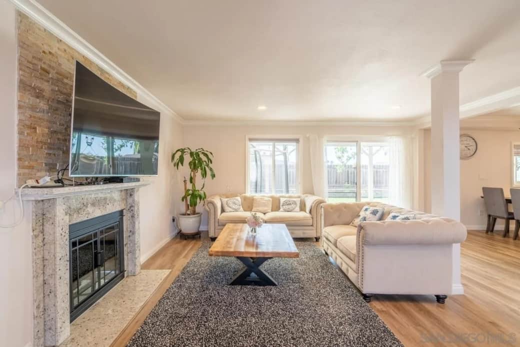 Living Area -  Smart TV and Fireplace