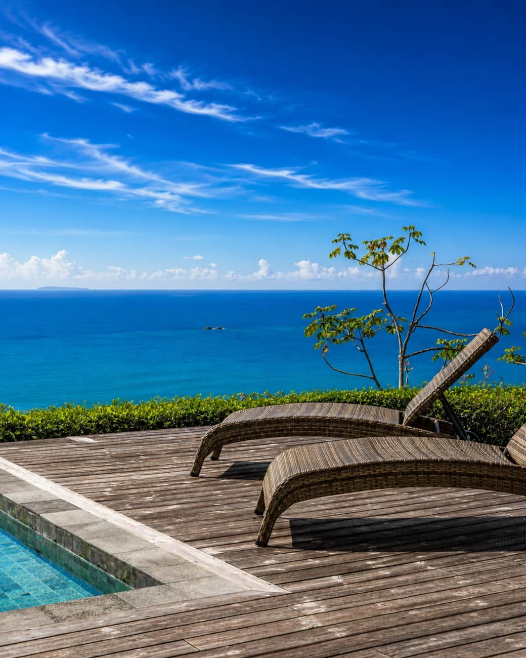 Stretch out on a sun lounger and take in uninterrupted Pacific views—the perfect spot to relax, recharge, and watch the horizon fade into the sky.