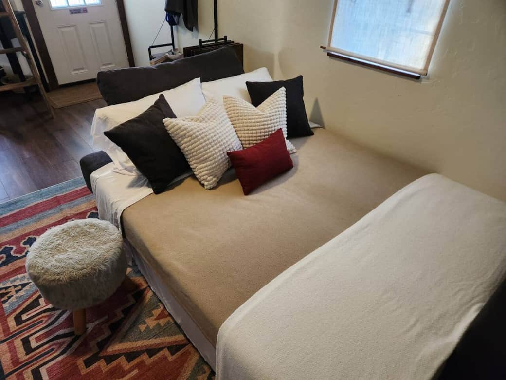 Another close up of the sofa converted into a Queen sized bed Another close up of the sofa converted into a Queen sized bed