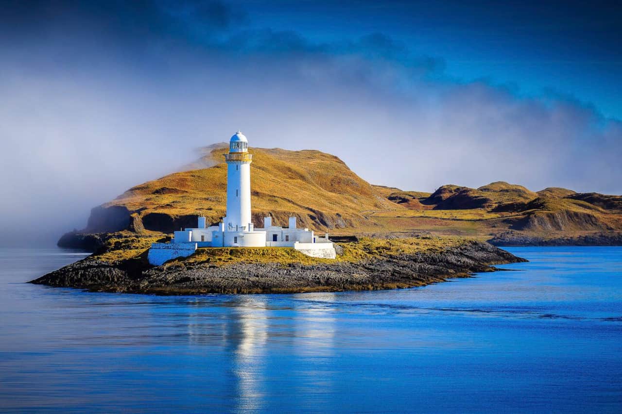 Lighthouse on the coast near the Isle of Mull