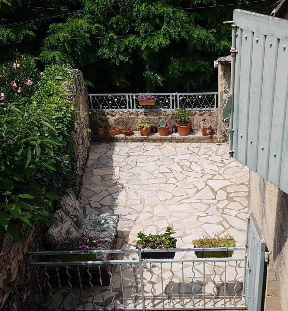 View from the blue bedroom over the terrace