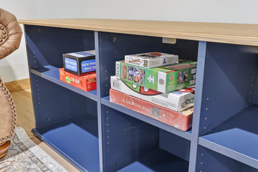 Shelf of board games