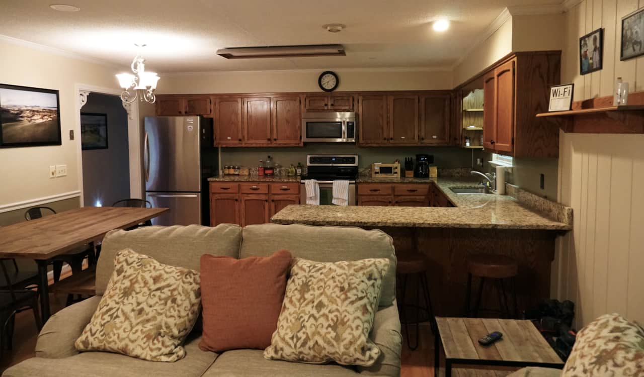 Looking into the kitchen from main room