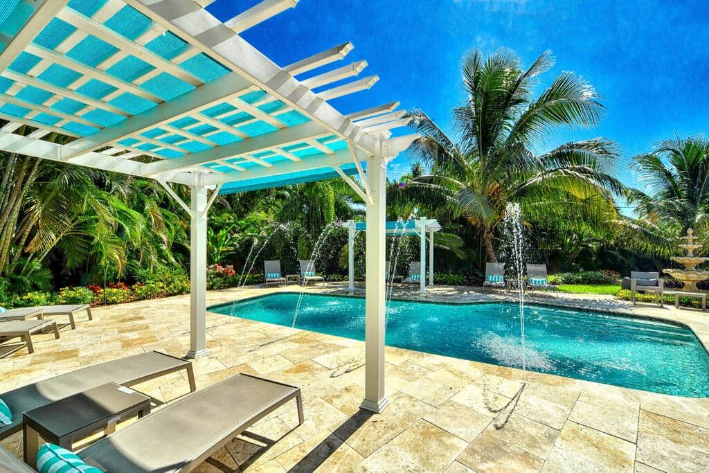 Shaded Pergala with Lounge Chairs and Strong Wi-Fi Shaded Pergala with Lounge Chairs and Strong Wi-Fi