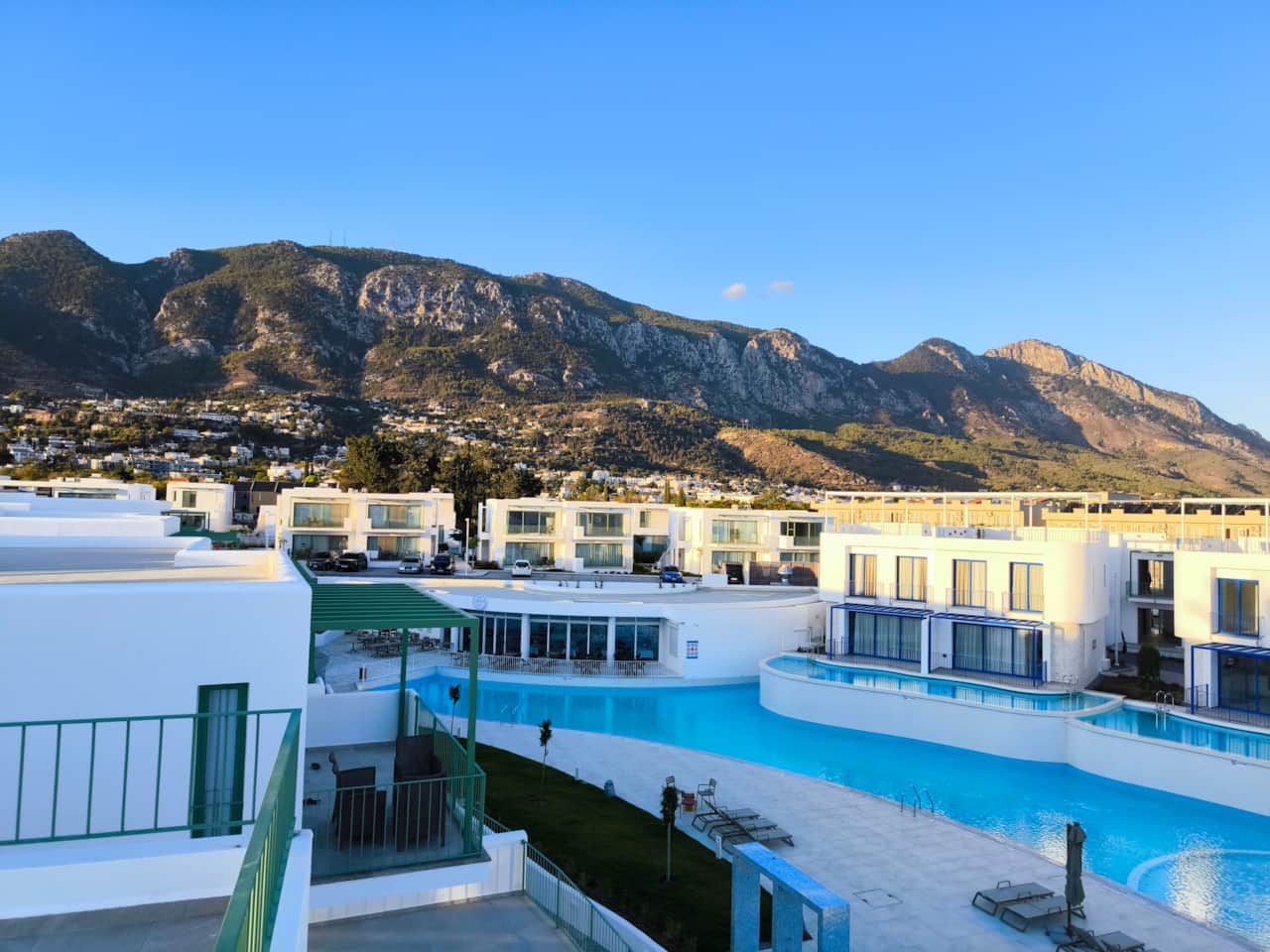 View of the mountains from the roof terrace