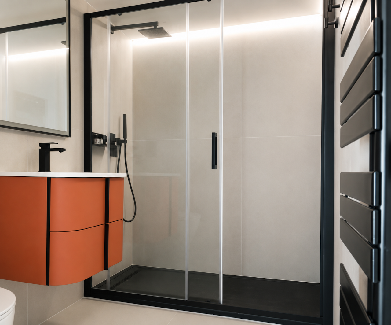 Via la marmora townhouse olbia fully equipped bathroom walk in rain shower designer finishes