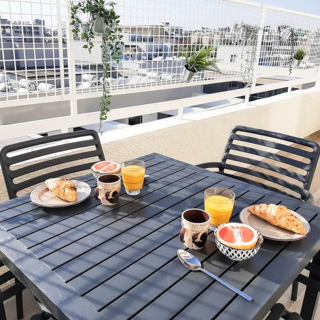 Enjoy breakfast on the balcony