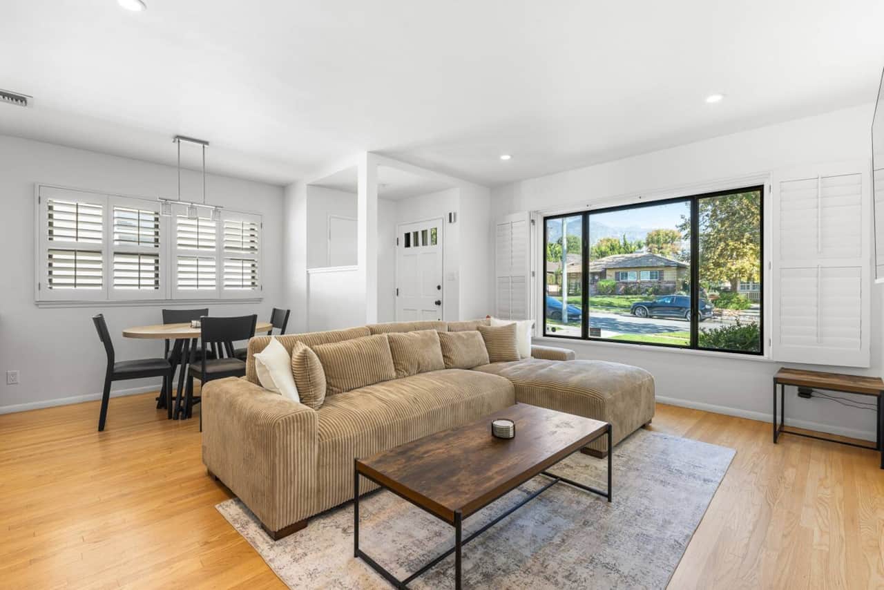 Bright and airy gathering space! Tons of natural light and views of the hills.