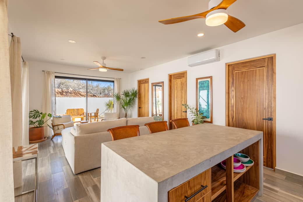 Living room with view of backyard