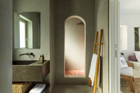 Bathroom with step-in shower Bathroom with step-in shower