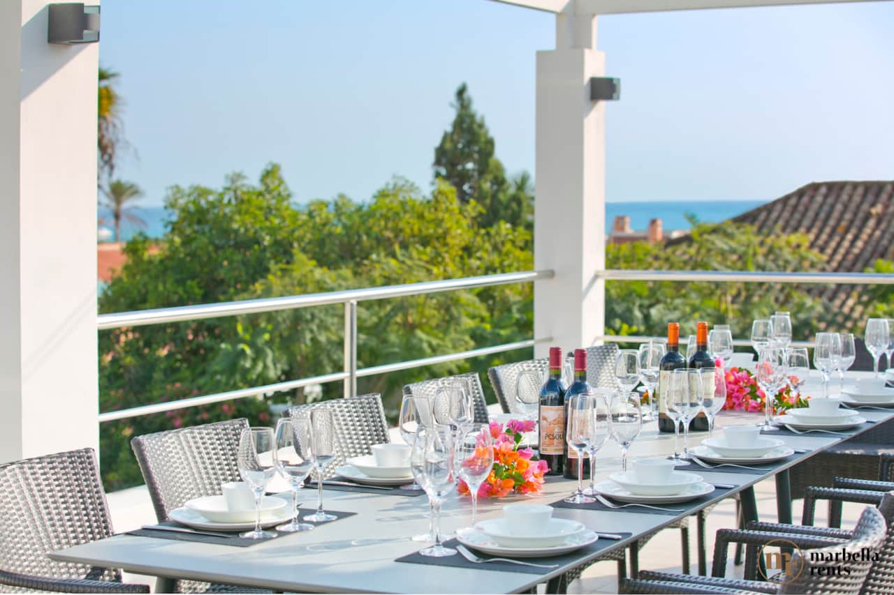 Dining outside with a view.