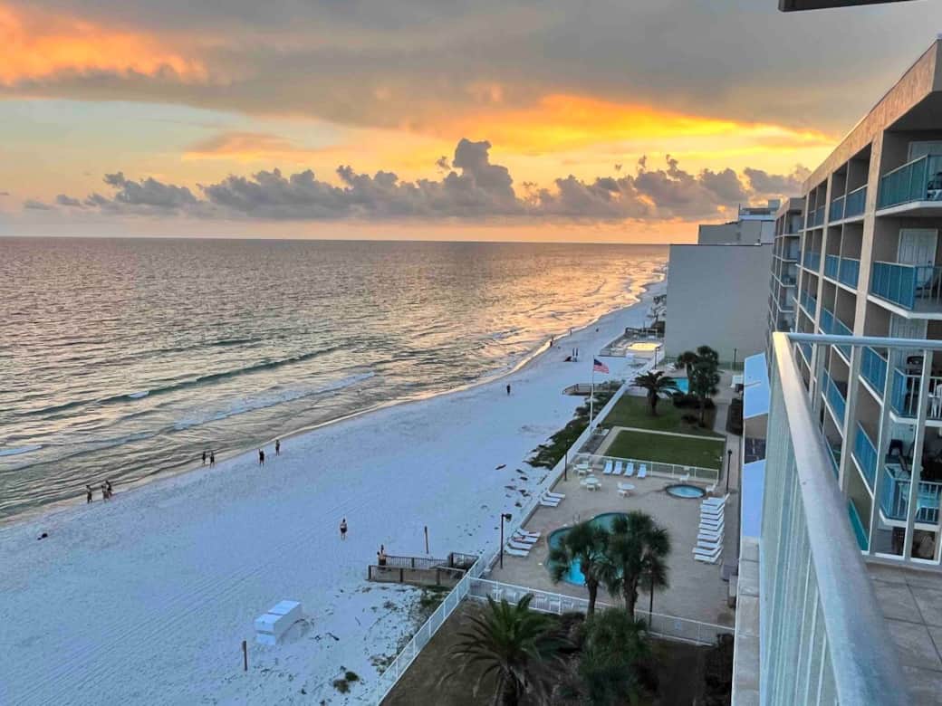 Sunset view from the Gulfside balcony of Ocean House 1806.