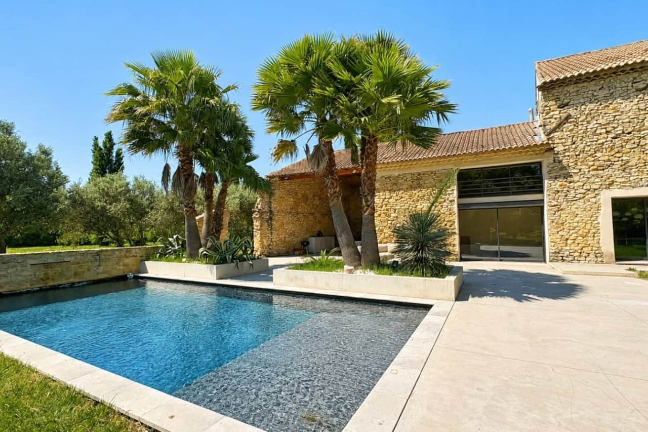 pool, pool house and entry