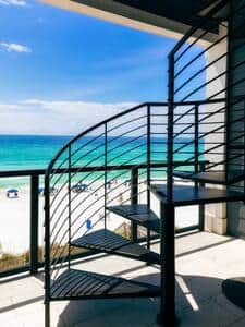 Access the rooftop pool via the spiral staircase.