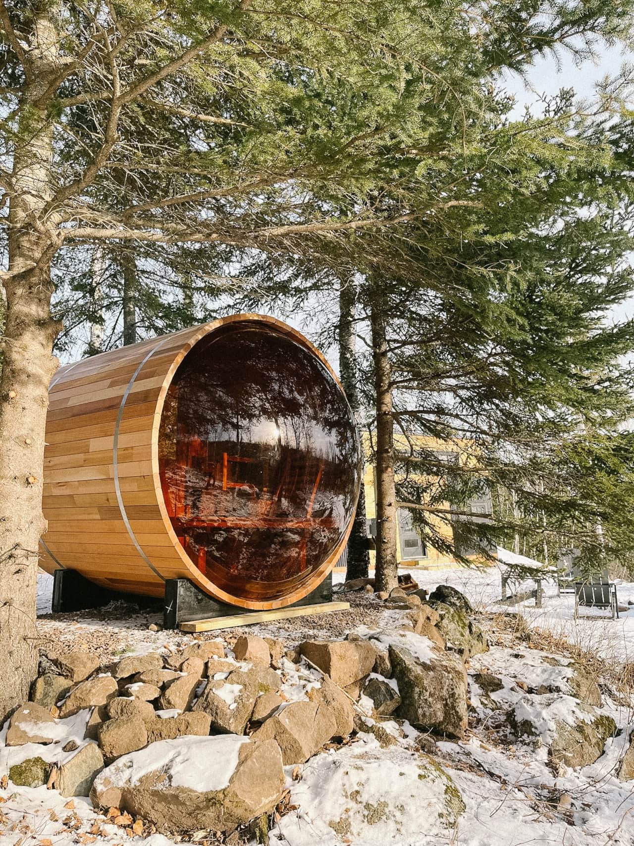 Private panoramic barrel sauna
