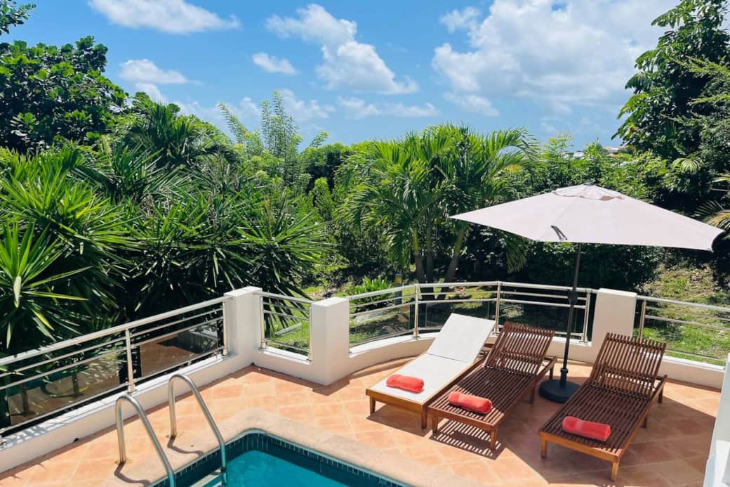 Sun loungers around the pool Marina