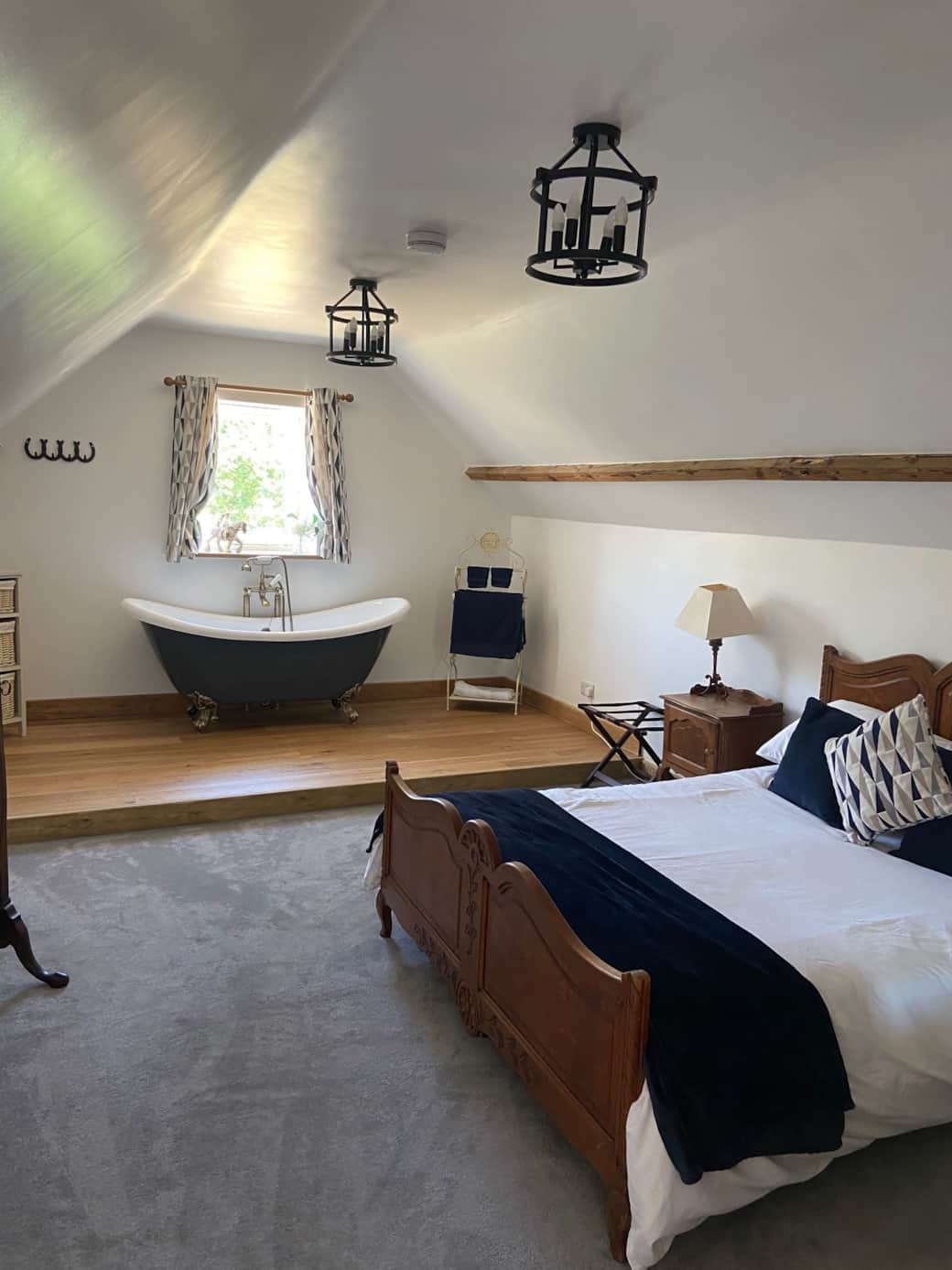 A roller top bath in bedroom A roller top bath in bedroom