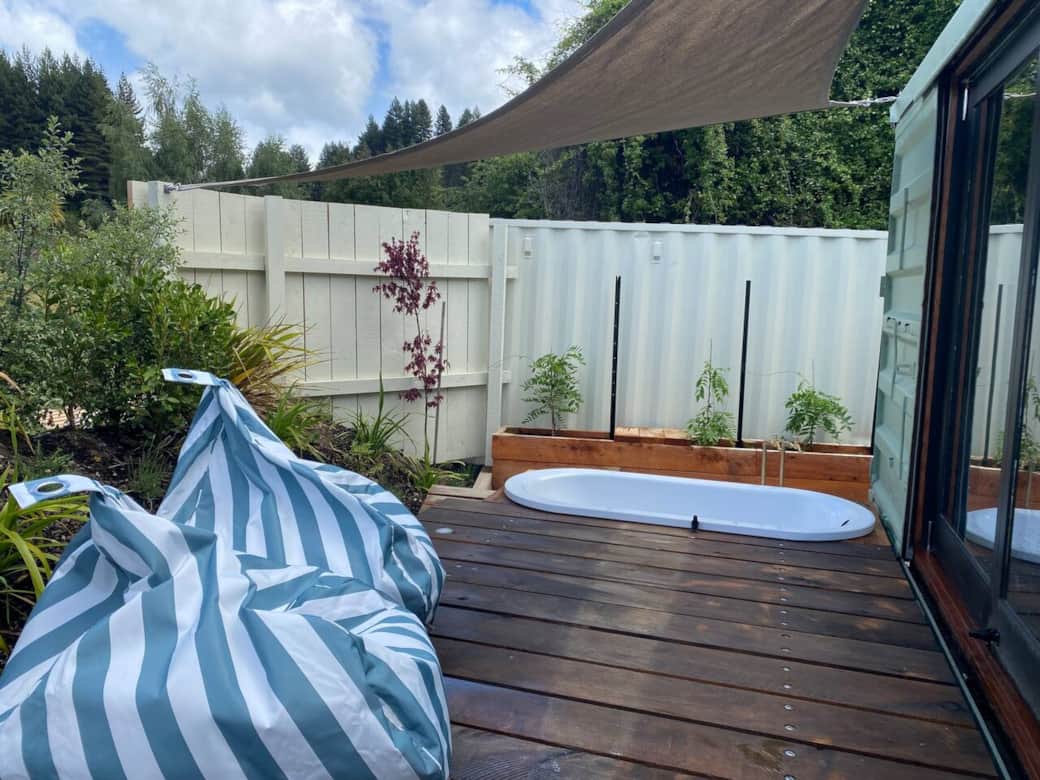 Private Outdoor bath a with on-demand hot water 