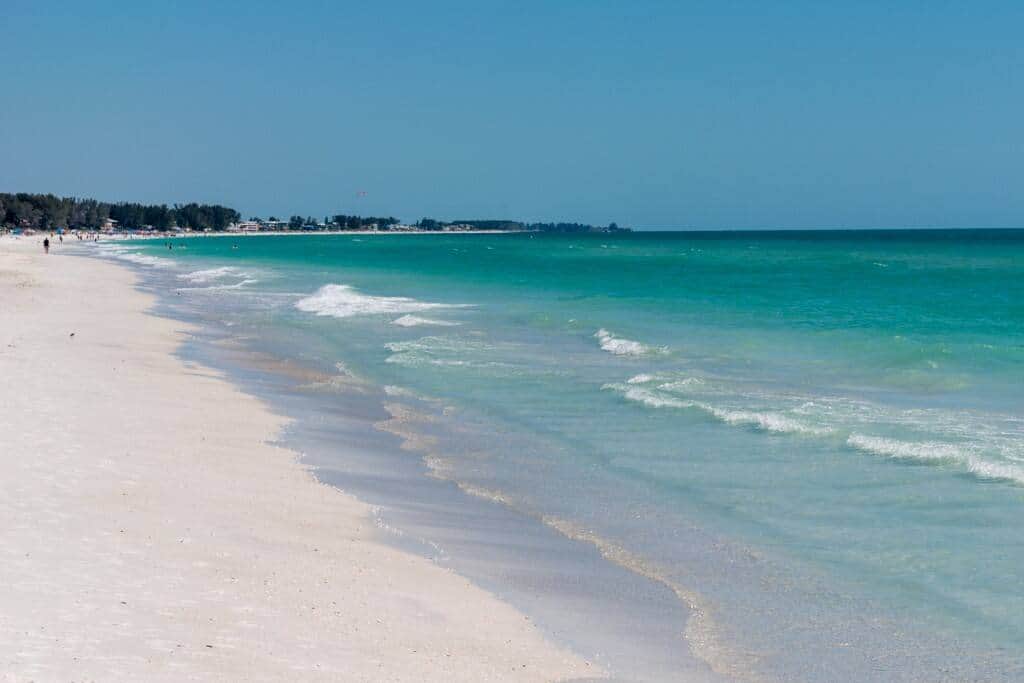 Beautiful teal waters and sugary sand beach on Holmes Beach