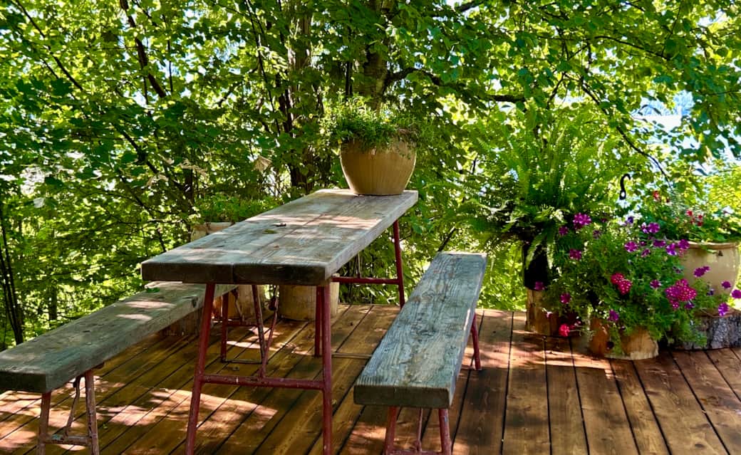 A table set by the lake is a meal for the soul