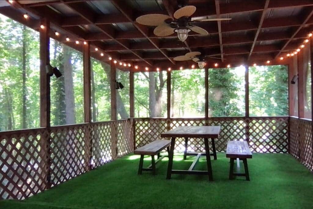 Rain or shine you can enjoy a peaceful backyard picnic surrounded by nature