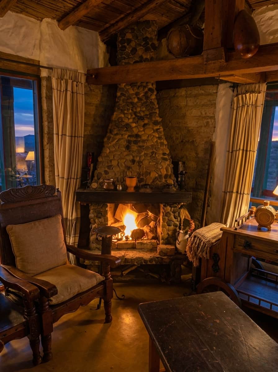 Rustic Living Room With Fireplace