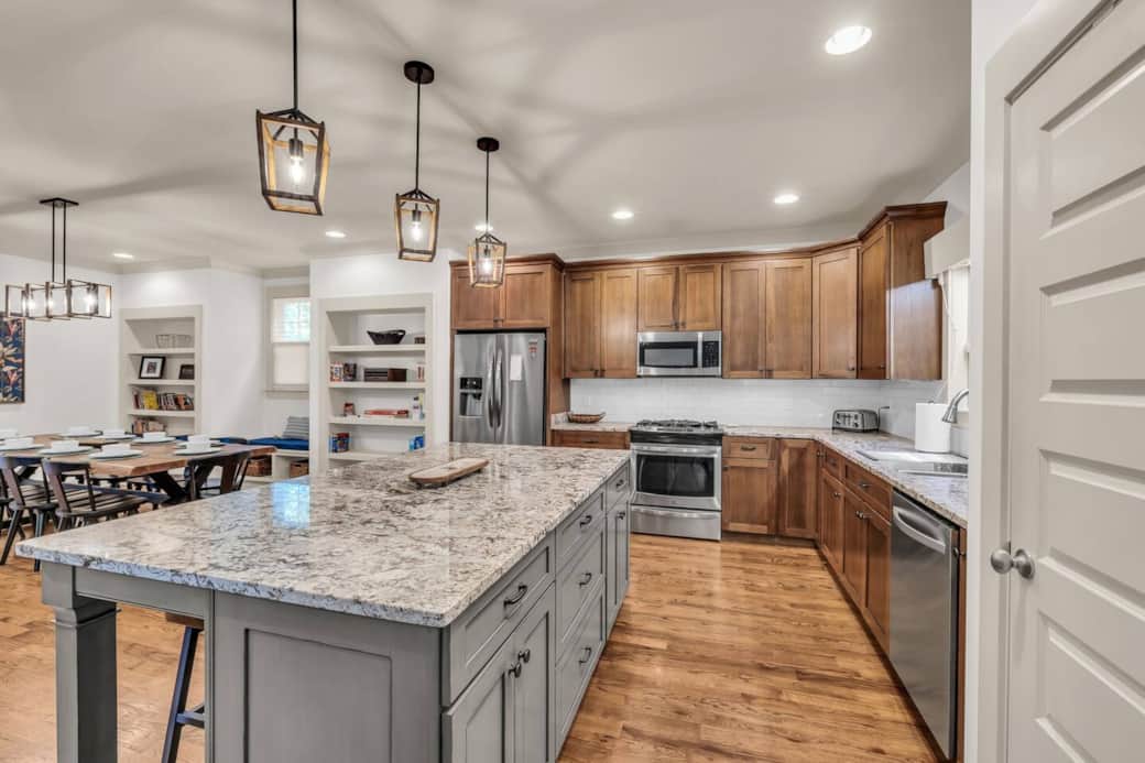 Kitchen is stocked with service for 16+ guests as well as children's dinnerware.